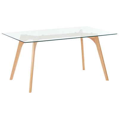 B&Q -  Dining Table Hudson Transparent 160 Cm 90 Cm Tempered Glass
