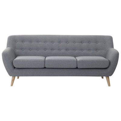 Beliani 3 Seater Fabric Sofa Motala Grey