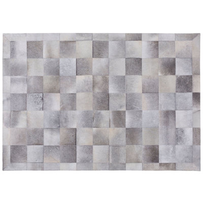 Beliani Rug Alacam Grey 160 X 230 Cm Leather