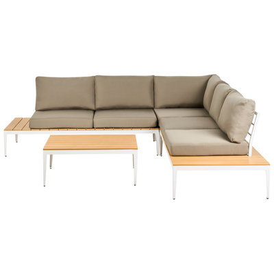 Beliani Positano 5 Seater Garden Corner Sofa With Table Grey from B&Q