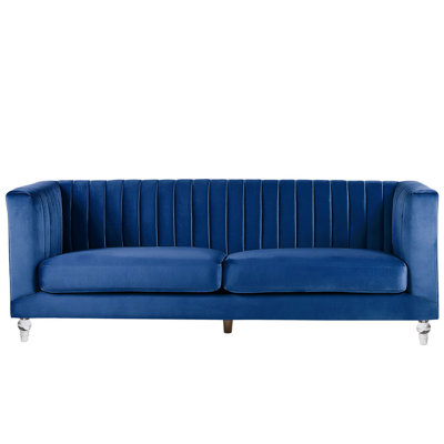 Beliani Sofa 3 Seater Arvika Velvet Navy Blue from B&Q