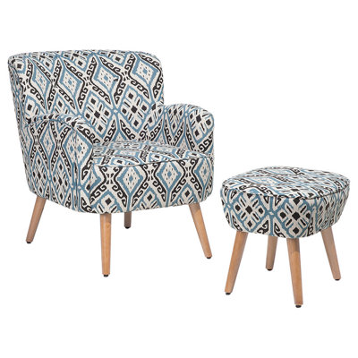 Beliani Armchair Tumba With Footstool Fabric Multicolour from B&Q