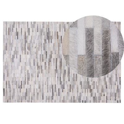 B&Q -  Rug Ahilli Grey 140 X 200 Cm Leather
