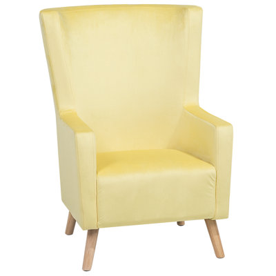Beliani Wingback Chair Oneida Velvet Yellow from B&Q