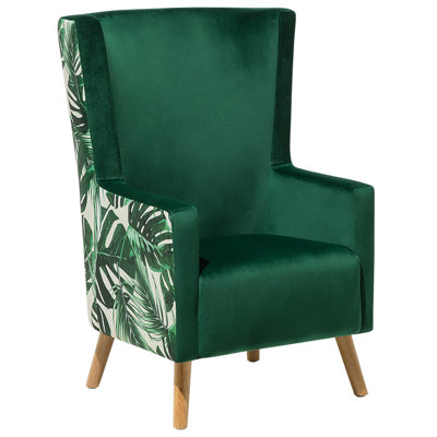 Beliani Wingback Chair Oneida Velvet Dark Green from B&Q