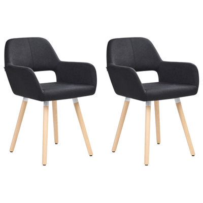 B&Q -  Set Of 2 Dining Chairs Chicago Fabric Black