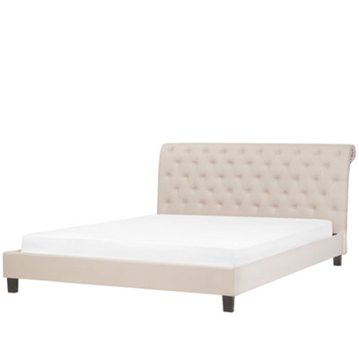 Beliani Bed Fabric Reims 180 X 200 Cm (Eu Super King) Beige from B&Q