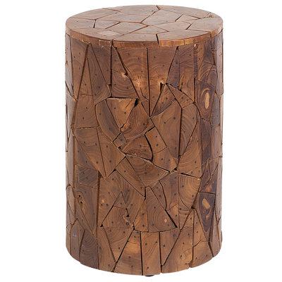 Beliani Brown Side Table Dawson Teak Wood