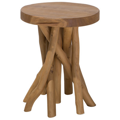 Beliani Brown Side Table Merritt Teak Wood