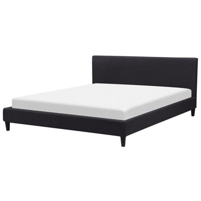 Beliani Bed Fabric Fitou 180 X 200 Cm (Eu Super King) Black from B&Q