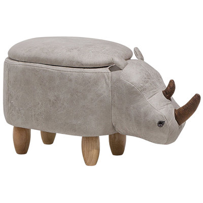 B&Q -  Storage Animal Stool Rhino Rhino Faux Leather Light Grey