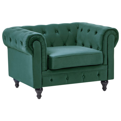 Beliani Armchair Chesterfield Velvet Emerald Green from B&Q