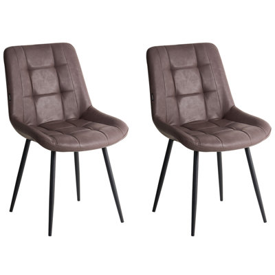 B&Q -  Set Of 2 Dining Chairs Melrose Ii Faux Leather Dark Brown