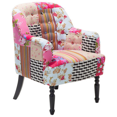Beliani Boho Armchair Mandal Fabric Pink from B&Q