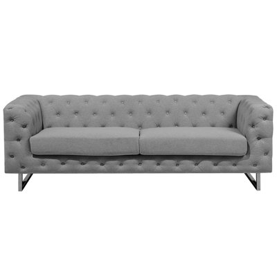 Beliani 3 Seater Fabric Sofa Vissland Grey