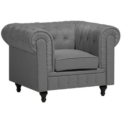 Beliani Armchair Chesterfield Fabric Light Grey from B&Q