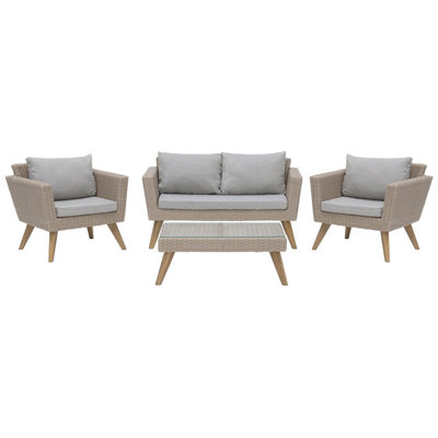 Beliani Garden Lounge Set With Table 4 Seater Vittoria Grey Pe Rattan from B&Q