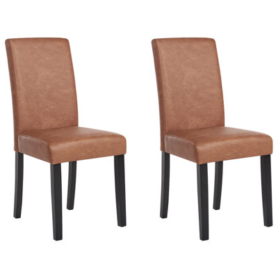B&Q -  Set Of 2 Dining Chairs Broadway Faux Leather Golden Brown