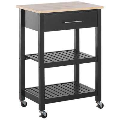 B&Q -  Kitchen Trolley Hiuma Wood Black