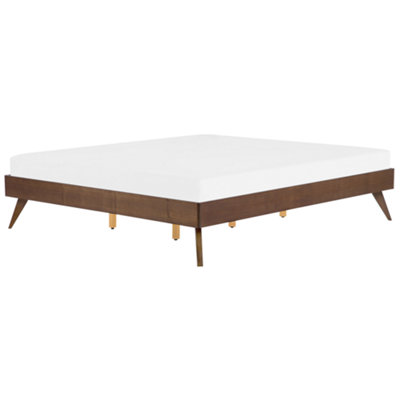 Beliani Bed Without Headboard Berric 180 X 200 Cm (Eu Super King) Dark Ash Wood