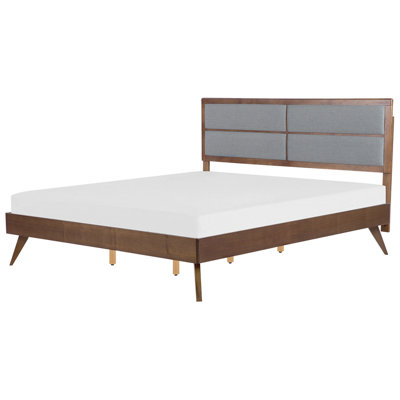 Beliani Dark Bed Poissy 180 X 200 Cm (Eu Super King) Ash Wood