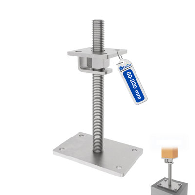 Gezu Impex Heavy Duty Hot Dip Galvanised Bolt Down Adjustable Post SupportPergola Elevated Post Base- 100 X 100 mm from B&Q