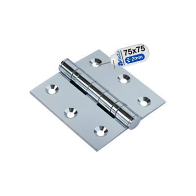 B&Q -  Door Hinge 75 X 75 mm Electroplated Heavy Duty Internal Timber Door Ball Bearing Butt Hinges