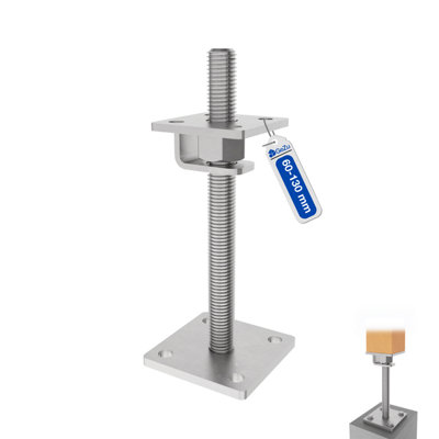 Gezu Impex Heavy Duty Hot Dip Galvanised Bolt Down Adjustable Post SupportPergola Elevated Post Base- 70 X 70 mm from B&Q