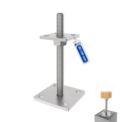 Gezu Impex Heavy Duty Hot Dip Galvanised Bolt Down Adjustable Post SupportPergola Elevated Post Base70 X 70 mm from B&Q