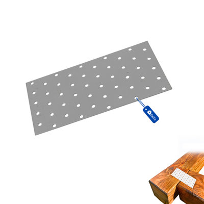 Gezu Impex Joining Plates 100 X 200 mm Galvanised Set Of 10 Flat Perforated Metal Connector Sheet Joining Plates Wood(Pack Of 10) from B&Q