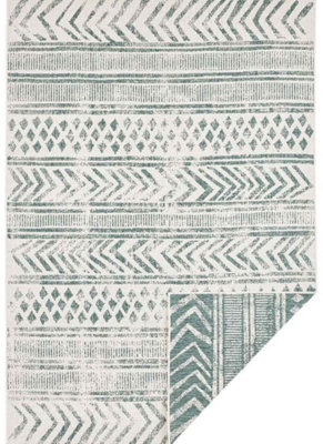 B&Q -  Reversible Geometric Indoor Outdoor Flatweave Rug Polypropylene In Green