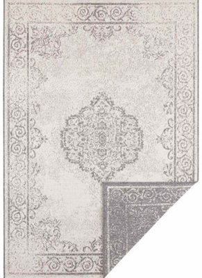 B&Q -  Cebu Reversible Indoor Outdoor Rug Polypropylene Flatweave Durable In Grey