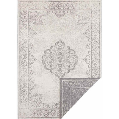 B&Q -  Cebu Reversible Indoor Outdoor Rug Polypropylene Flatweave Durable In Grey