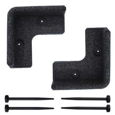 Flexiborder 2 X 90 Degree Inside Corner BlackRubber Lawn Edging BorderGarden Edging Border For Grass Lawns from B&Q