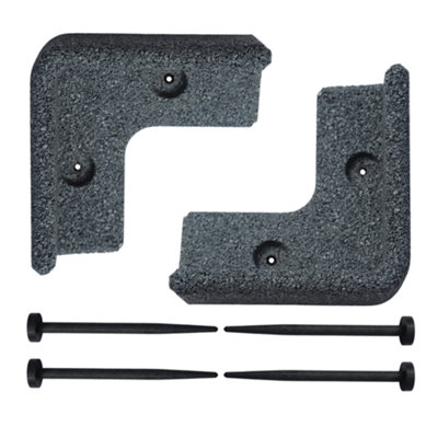 Flexiborder 2 X 90 Degree Inside Corner GreyRubber Lawn Edging BorderGarden Edging Border For Grass Lawns from B&Q