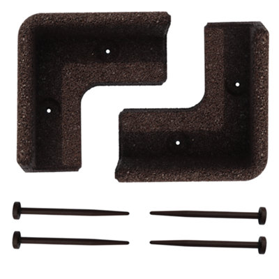 Flexiborder 2 X 90 Degree Inside Corner BrownRubber Lawn Edging BorderGarden Edging Border For Grass Lawns from B&Q