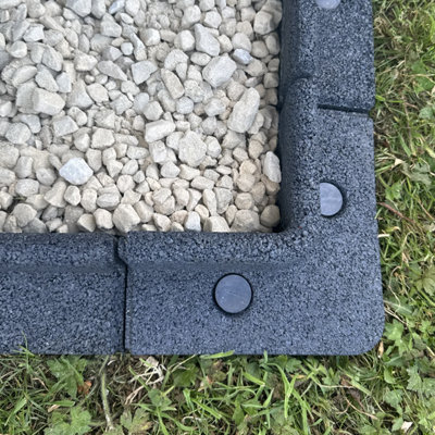 Flexiborder 2 X 90 Degree Outside Corner GreyRubber Lawn Edging BorderGarden Edging Border For Grass Lawns from B&Q