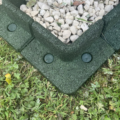 Flexiborder 2 X 90 Degree Outside Corner GreenRubber Lawn Edging BorderGarden Edging Border For Grass Lawns from B&Q