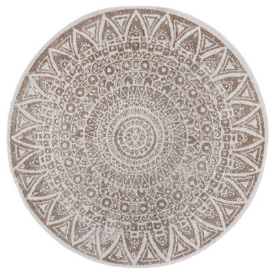 B&Q -  Lilja Vintage Round Rug Indoor Outdoor Reversible Durable Easy Care In Natural