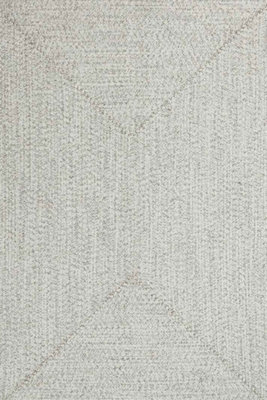 B&Q -  Indoor Outdoor Trenzado Rug Polypropylene Bordered Plain Design In White