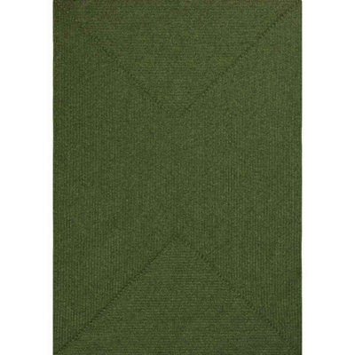 B&Q -  Indoor Outdoor Trenzado Rug Polypropylene Bordered Plain Design In Green