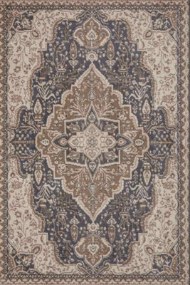 The Rugs Terrain Designer Shortpile Rug Durable Medallion Polypropylene Rug In Brown from B&Q