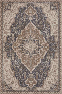 The Rugs Terrain Designer Shortpile Rug Durable Medallion Polypropylene Rug In Multi from B&Q