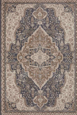 The Rugs Terrain Designer Shortpile Rug Durable Medallion Polypropylene Rug In Brown from B&Q