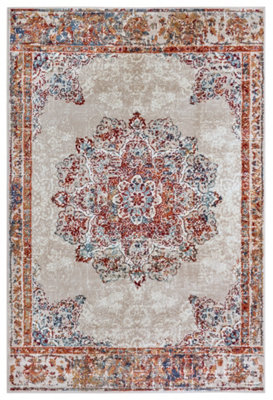 The Rugs Orient Maderno Medallion Polypropylene Rug 0.8 Cm Pile Durable In Cream from B&Q