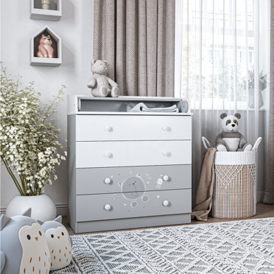 Shefa Line Unisex Multicolor 800 Kids Changing Dresser Teddy White-Grey (2 Boxes) | : Size 1 Pack - Image 4