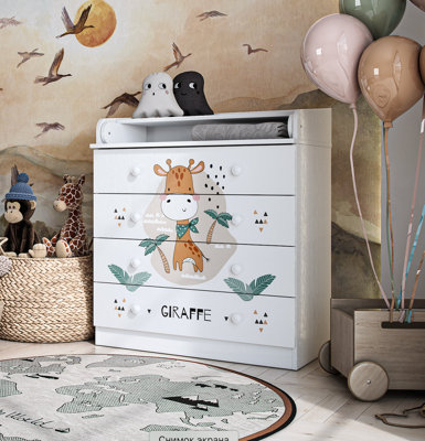 Shefa Line Unisex Multicolor 800 Kids Changing Dresser Giraffe White (2 Boxes) | : Size 1 Pack - Image 5