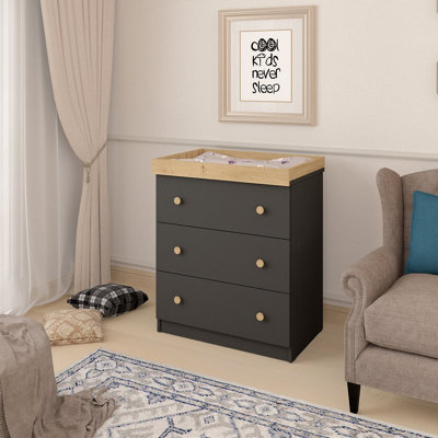 Shefa Line Shefa 888 Kids Changing Dresser Graphite Cremona Oak (2 Boxes) from B&Q