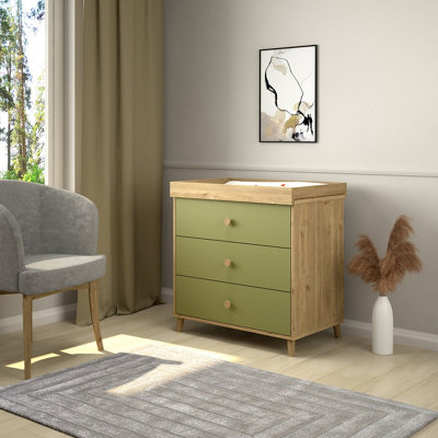 Shefa - Dresser - Oak - Green - 3 Drawer - Image 3