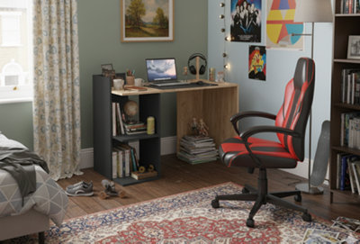 Computer Desk Shefa Line Iris AnthraciteGold Craft Oak from B&Q
